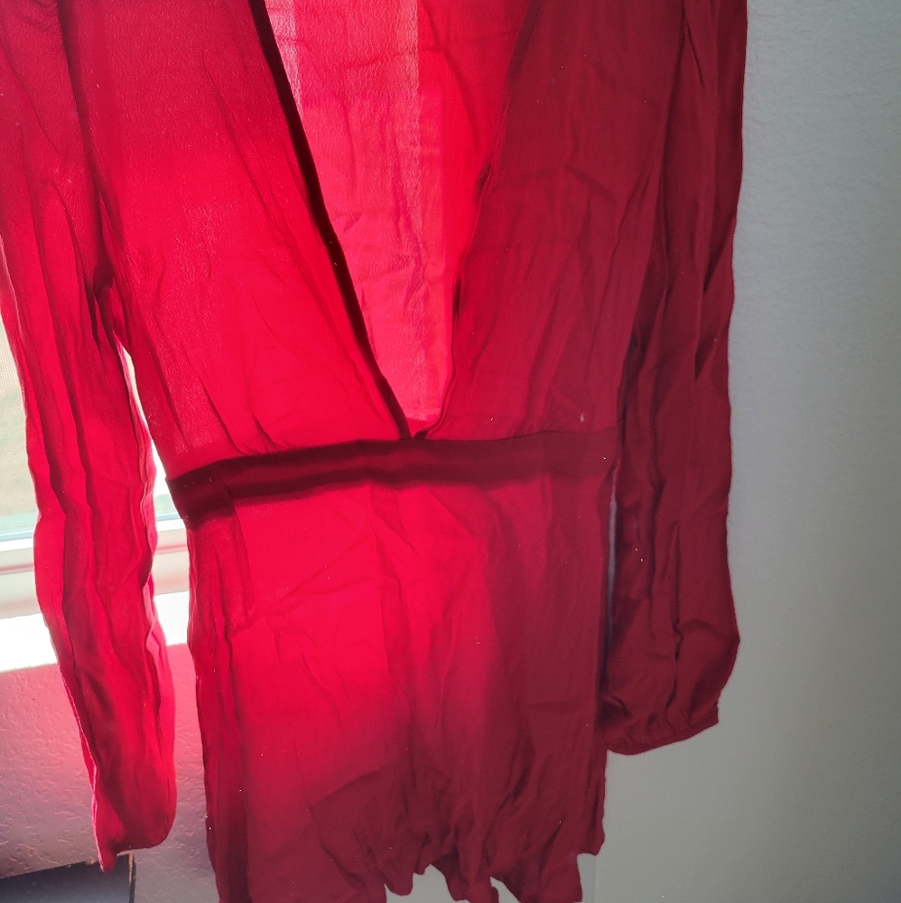 Forever 21 short Long sleev red dress